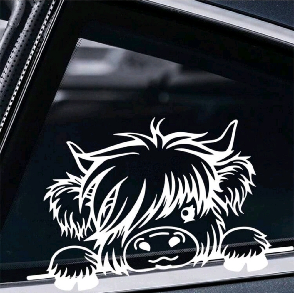 Peeking Farm Cow Animal‎ Vinyl Graphic Auto Wall Car Laptop Decal Animal Sticker